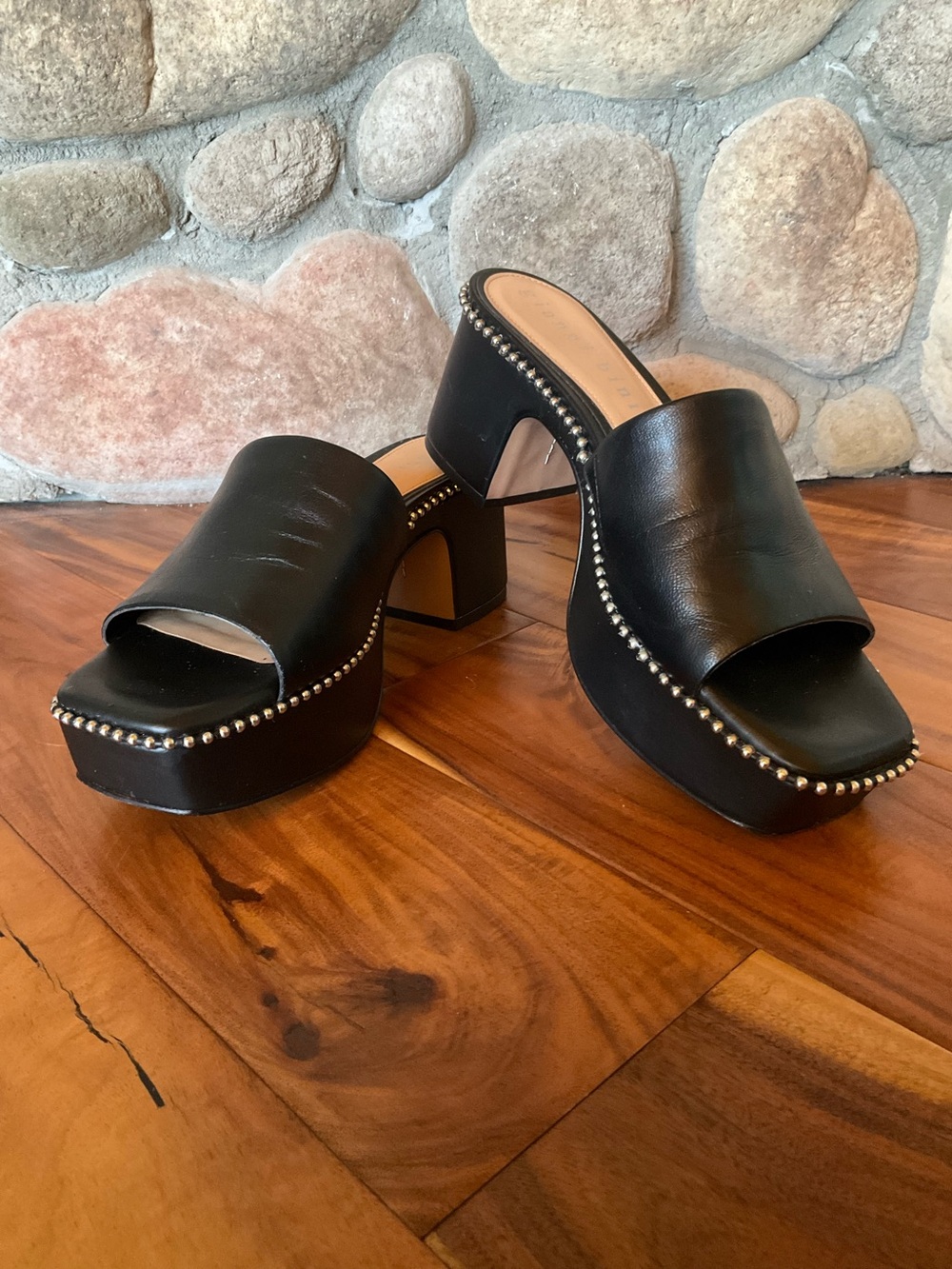 Gianni Bini Roemer Ball Chain Detail Square Toe Platform Clog Sandals Size 8.5